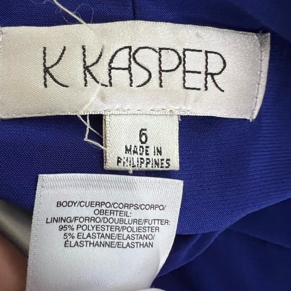 K Kasper dress size 6 purple‎ sleeveless faux wrap knee length stretch office - Picture 5 of 6